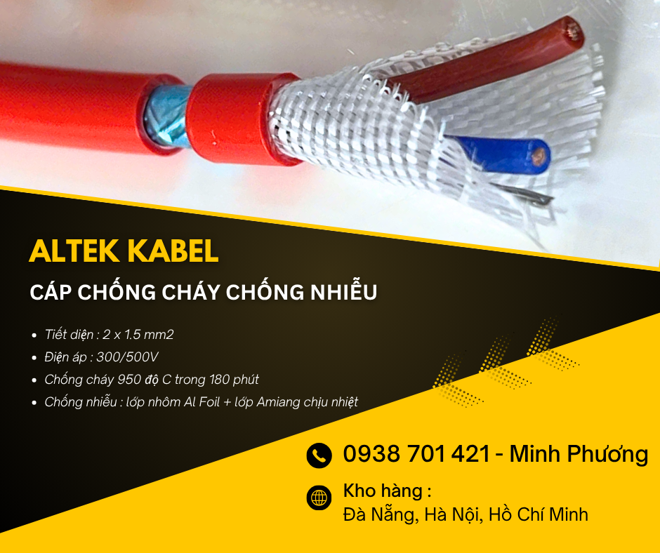 Cáp chống cháy chống nhiễu 2x1.5mm2 chất lượng cao Thanh Hóa, Nghệ An, Hà Tĩnh